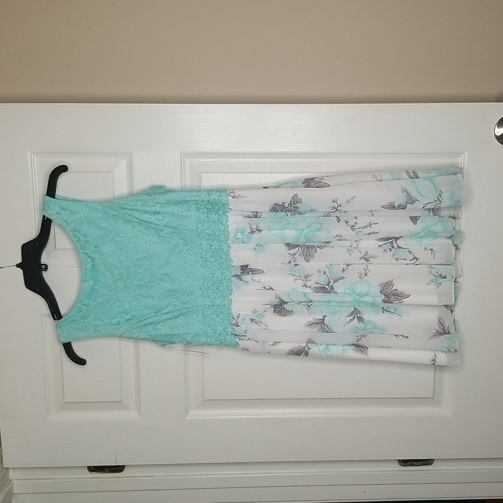 Floral bottom Flowy Mini Dress‎ Lace Top Easter Spring